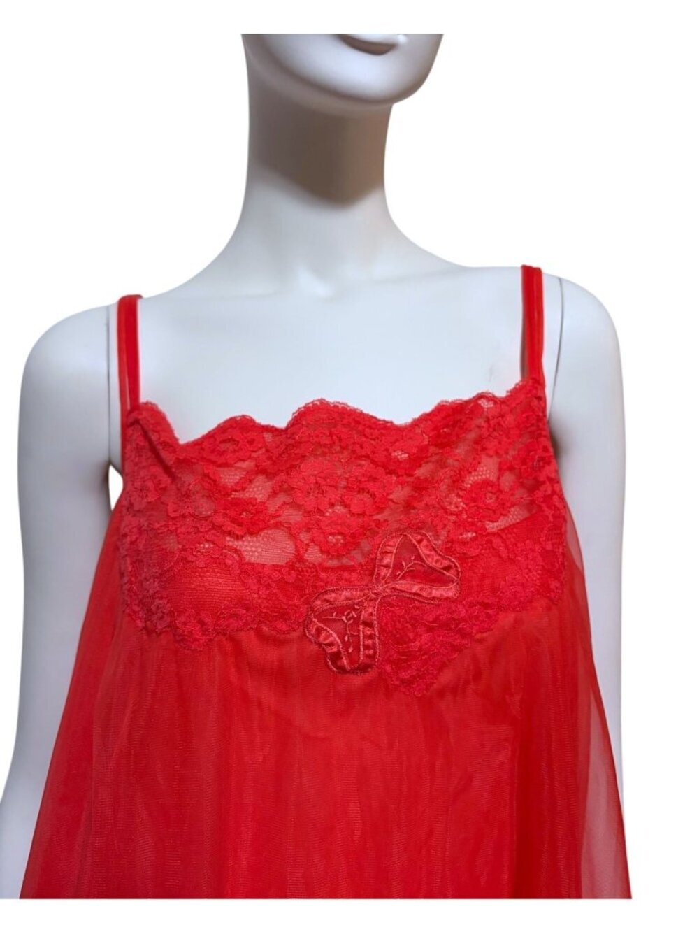 Vitg Van Raalte Nightie L Embroidered Red Bow Romantic Romantic Feminine